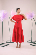 The red rose flared midi dress