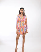 Multi Colour Striped  Blazer Dress