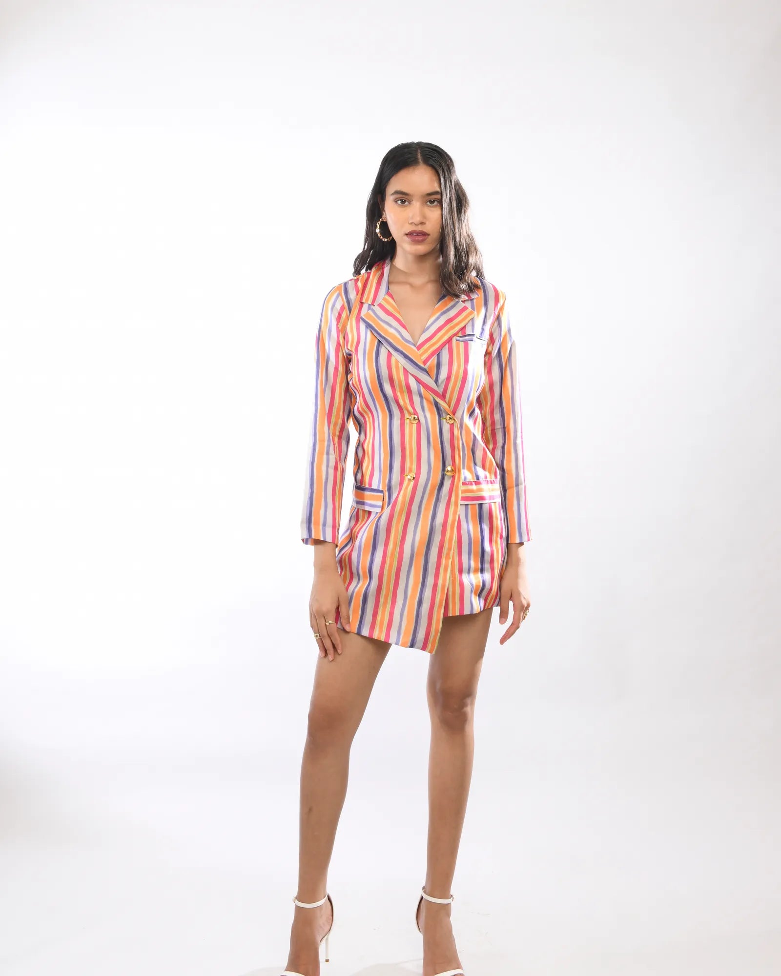 Multi Colour Striped  Blazer Dress