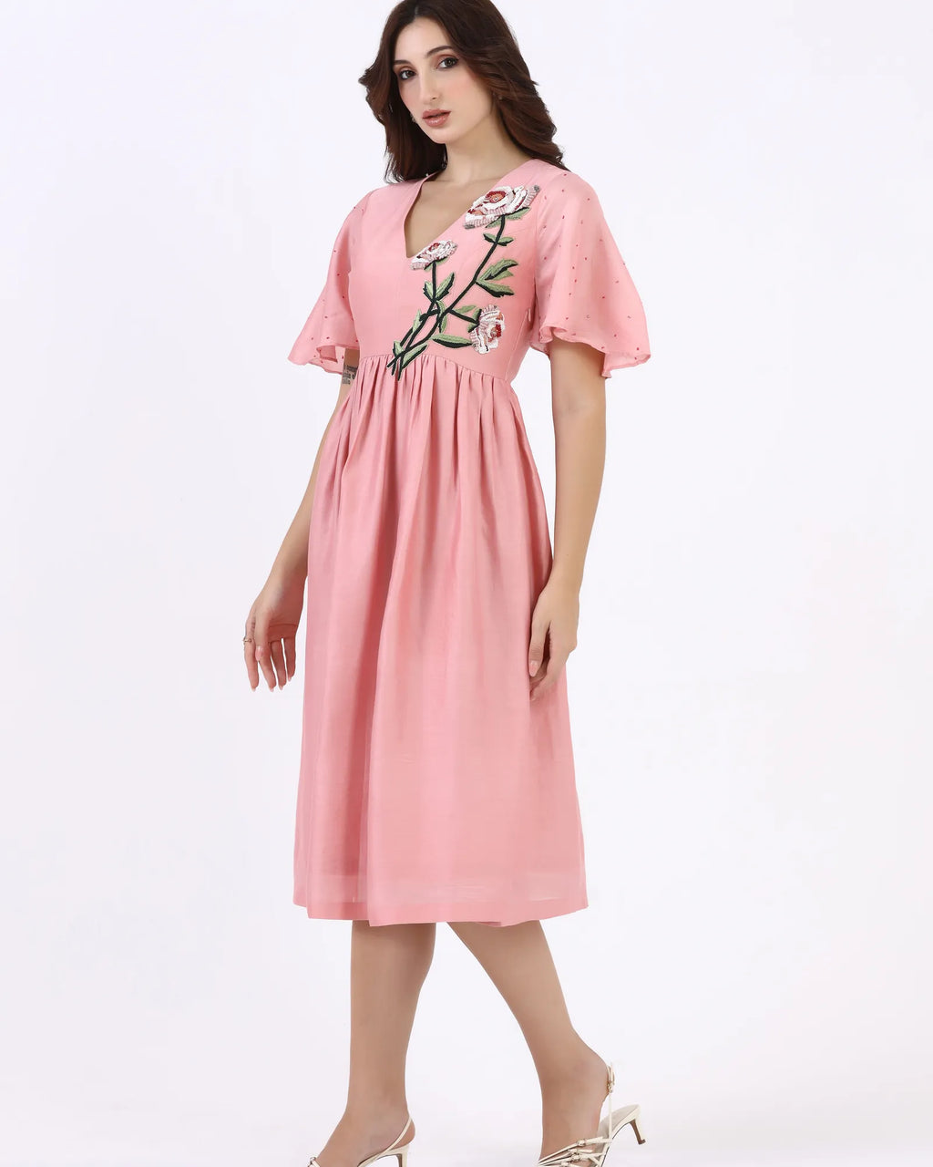 Rosé Garden Midi Dress