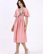 Rosé Garden Midi Dress