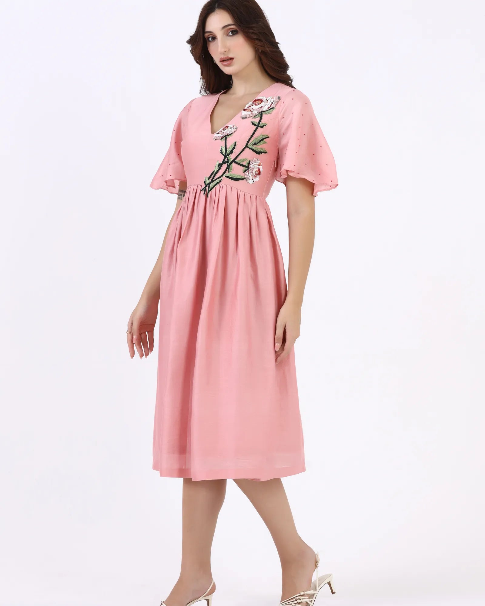 Rosé Garden Midi Dress