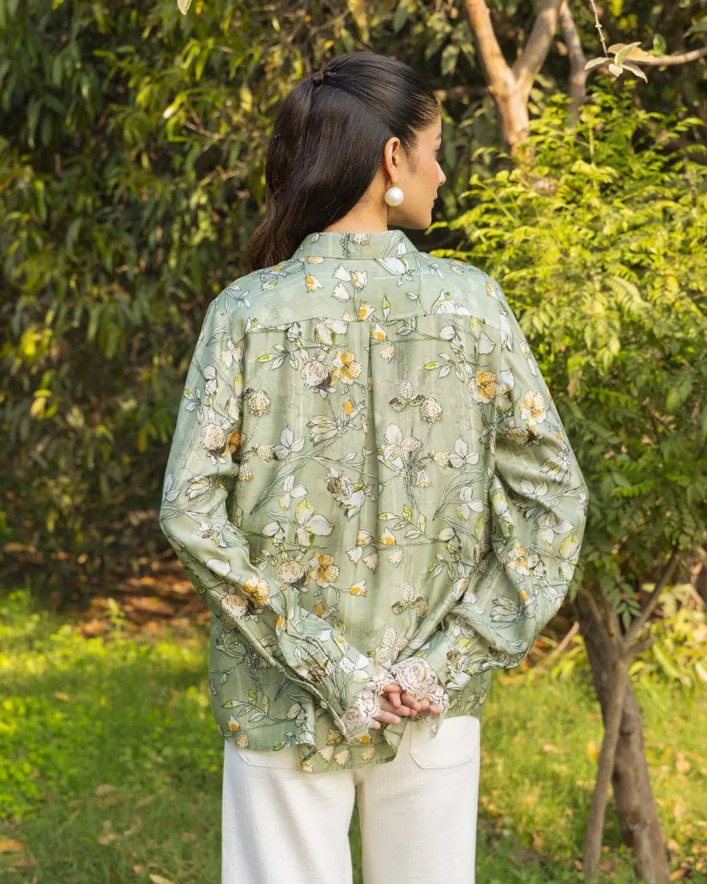 Gardenia Floral bloom printed Cotton Silk shirt - Dareiss