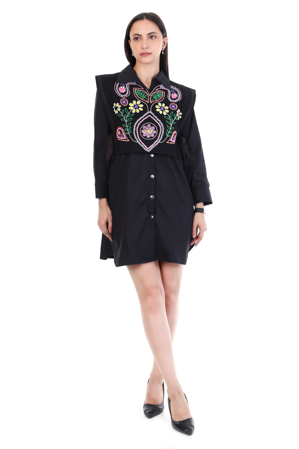Elegant Cotton Black Dress - Harneet Kaur