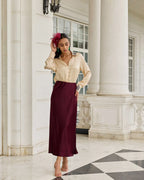 Silken Promise Beige Lace Accented Potli Button Satin Silk Top