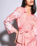 Orange Stripped Silk Co-Ord Set