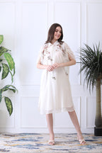 Peter White Embroidered Chanderi Midi Dress