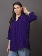 Purple Crushed Embroidered Shirt