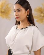 The white and black embellished drape co-ord set - BeyondStiches