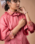 The Salmon Pleated Shirt
