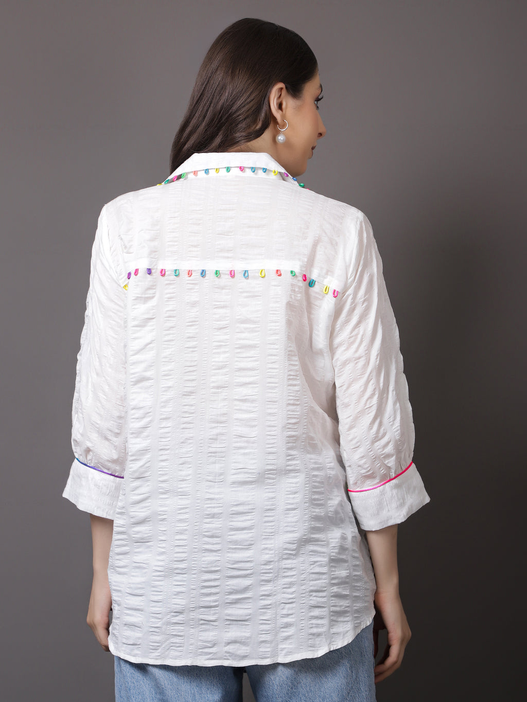 White Crushed Sequin Shirt - Gagan Vohra