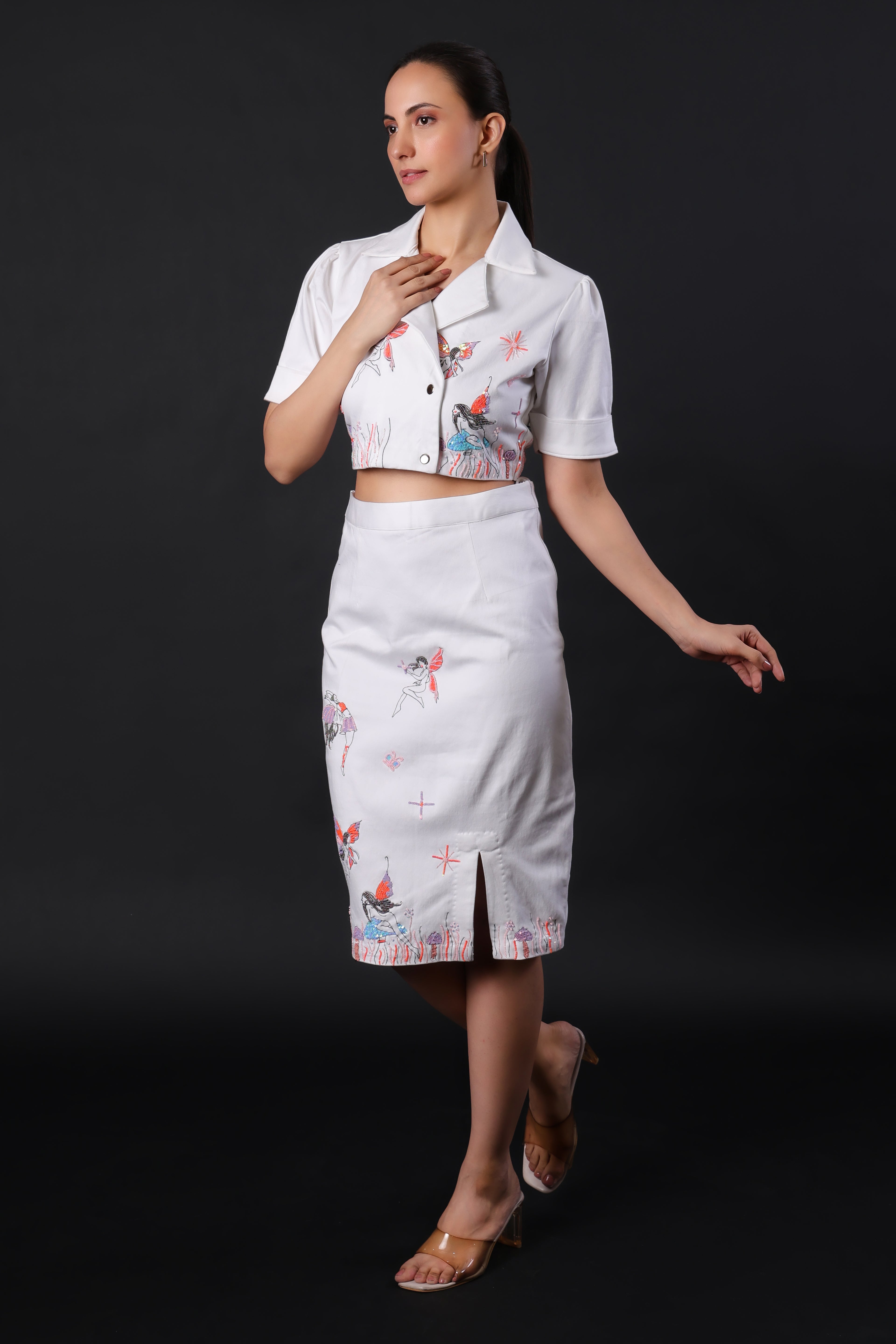 Pearl Cotton White Skirt