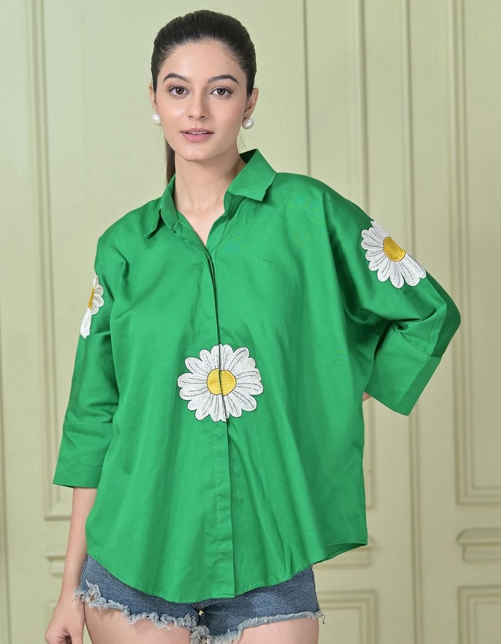Green Embroidered Shirt