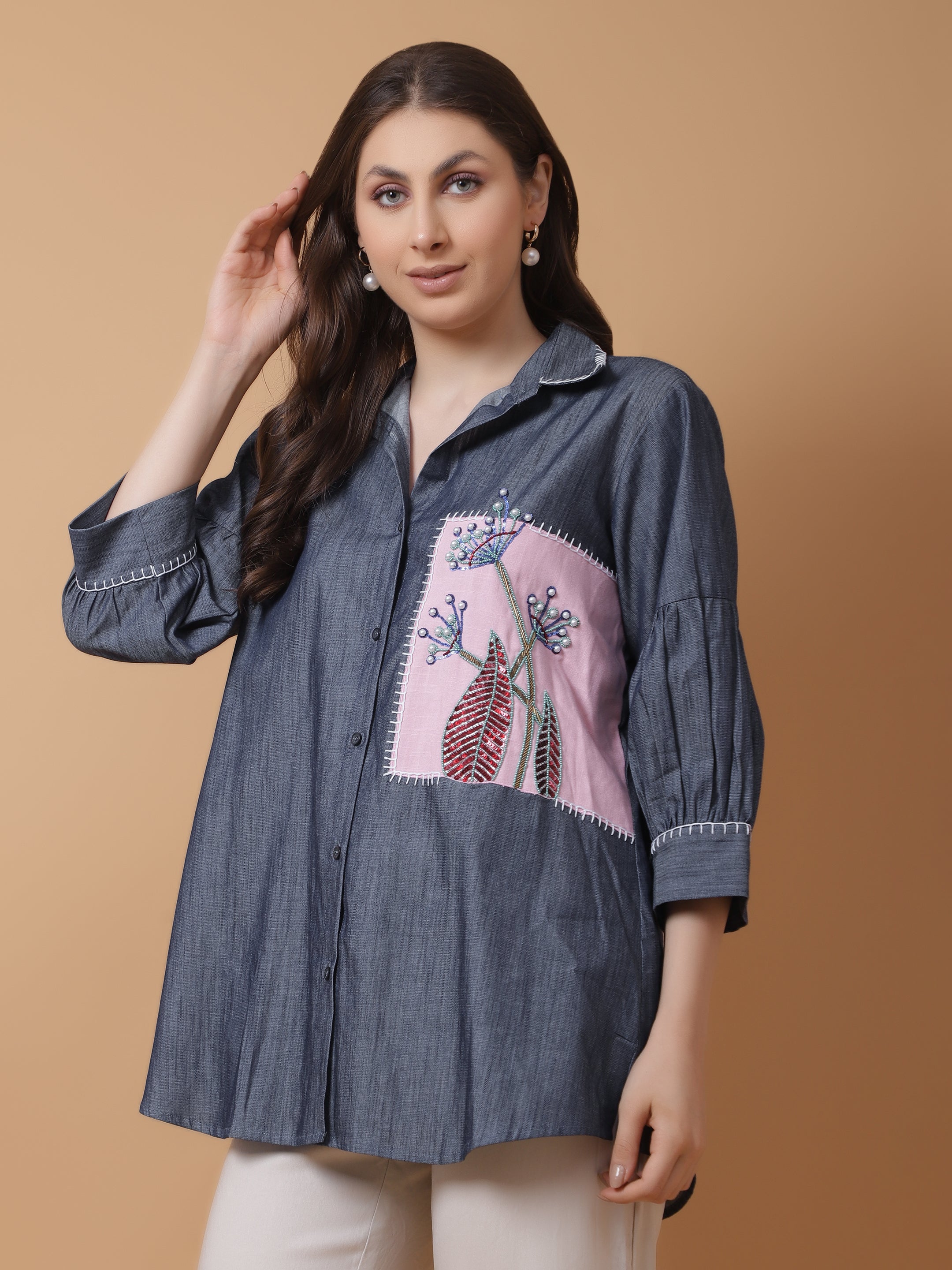 Denim Embroidered Shirt