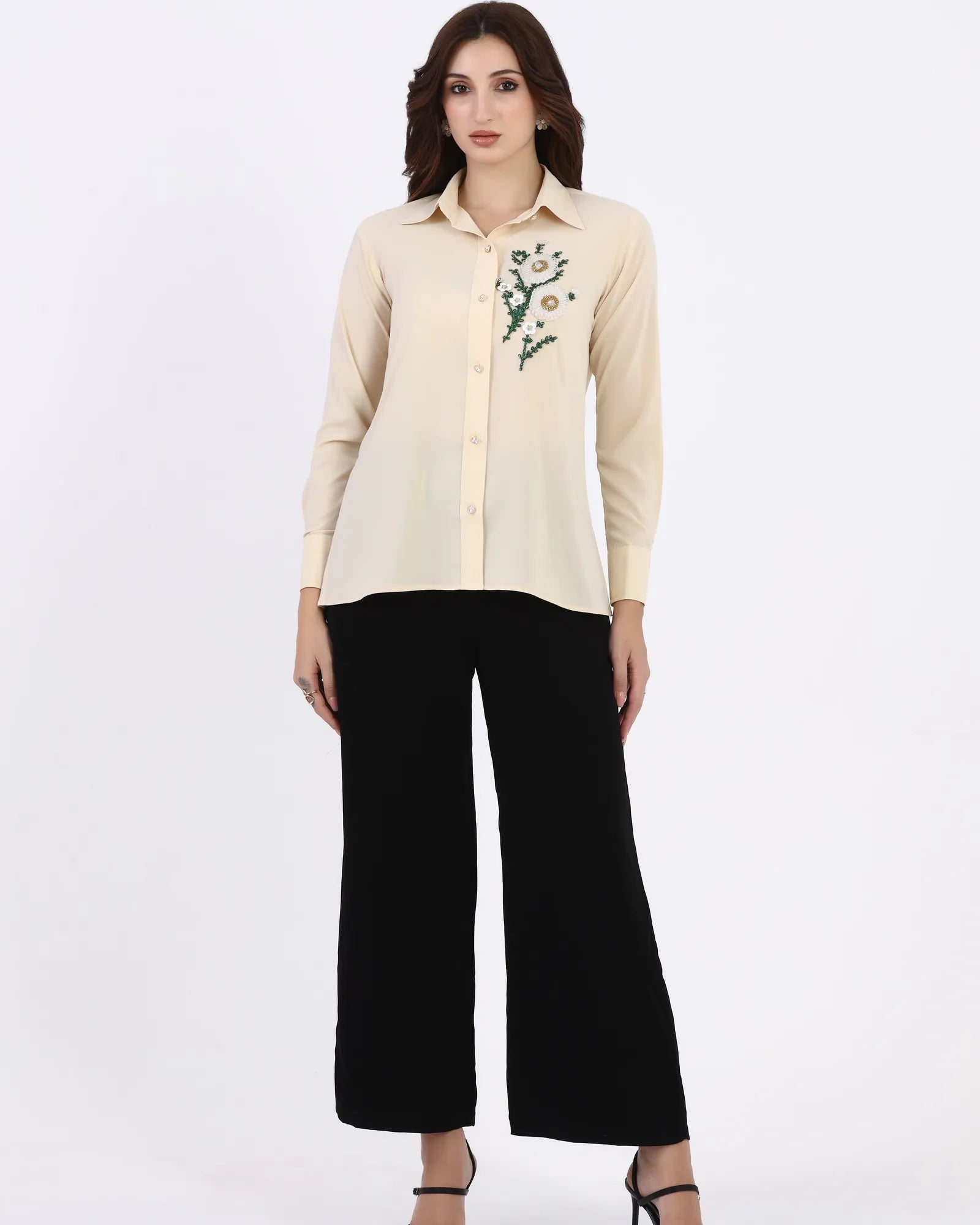 Ivory Bloom Embellished Shirt