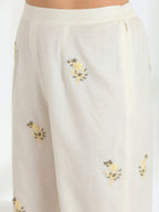 Butter Bloom yellow Hand Embroidered French lace Linen Cotton co-ord set - Dareiss