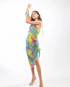 Colour Splash Printed One Shoulder Dress