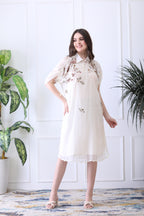 Peter White Embroidered Chanderi Midi Dress