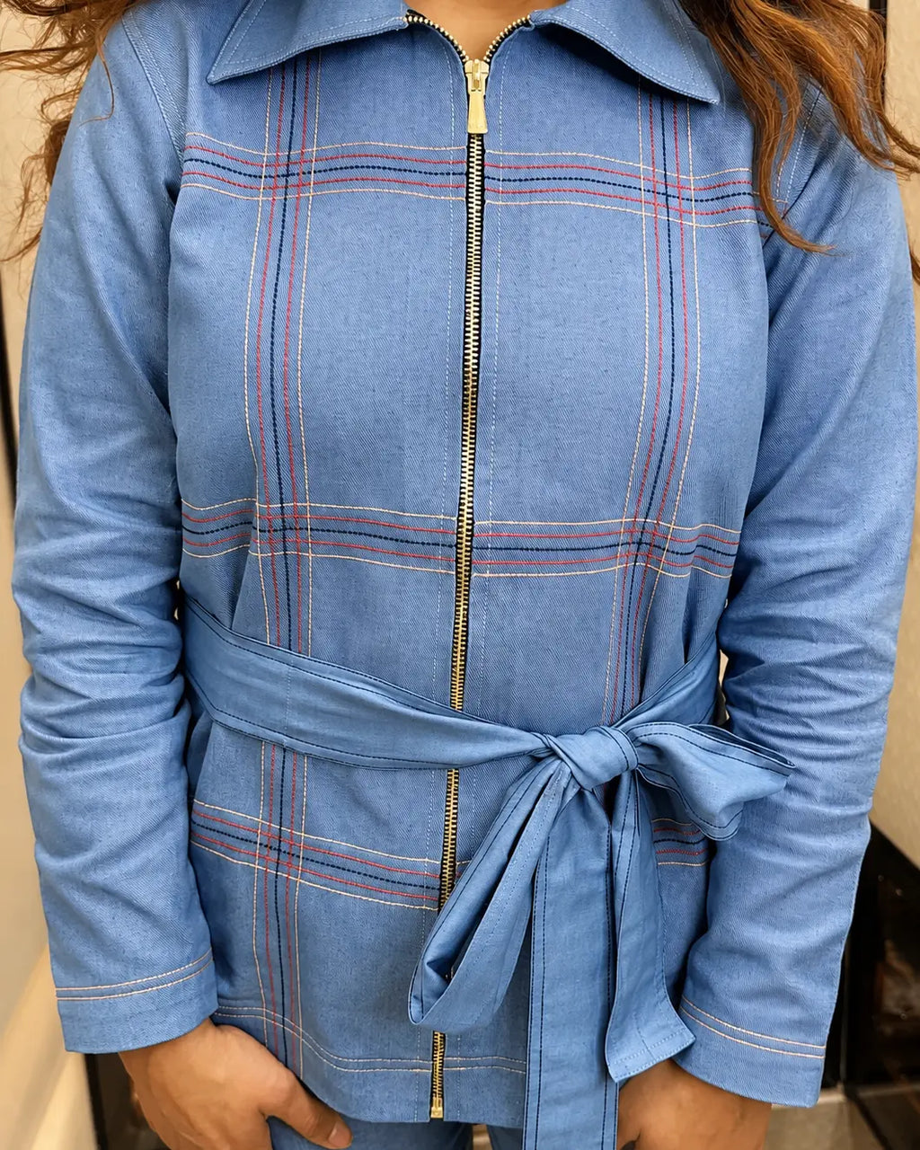 Denim Blue Checkered Cord