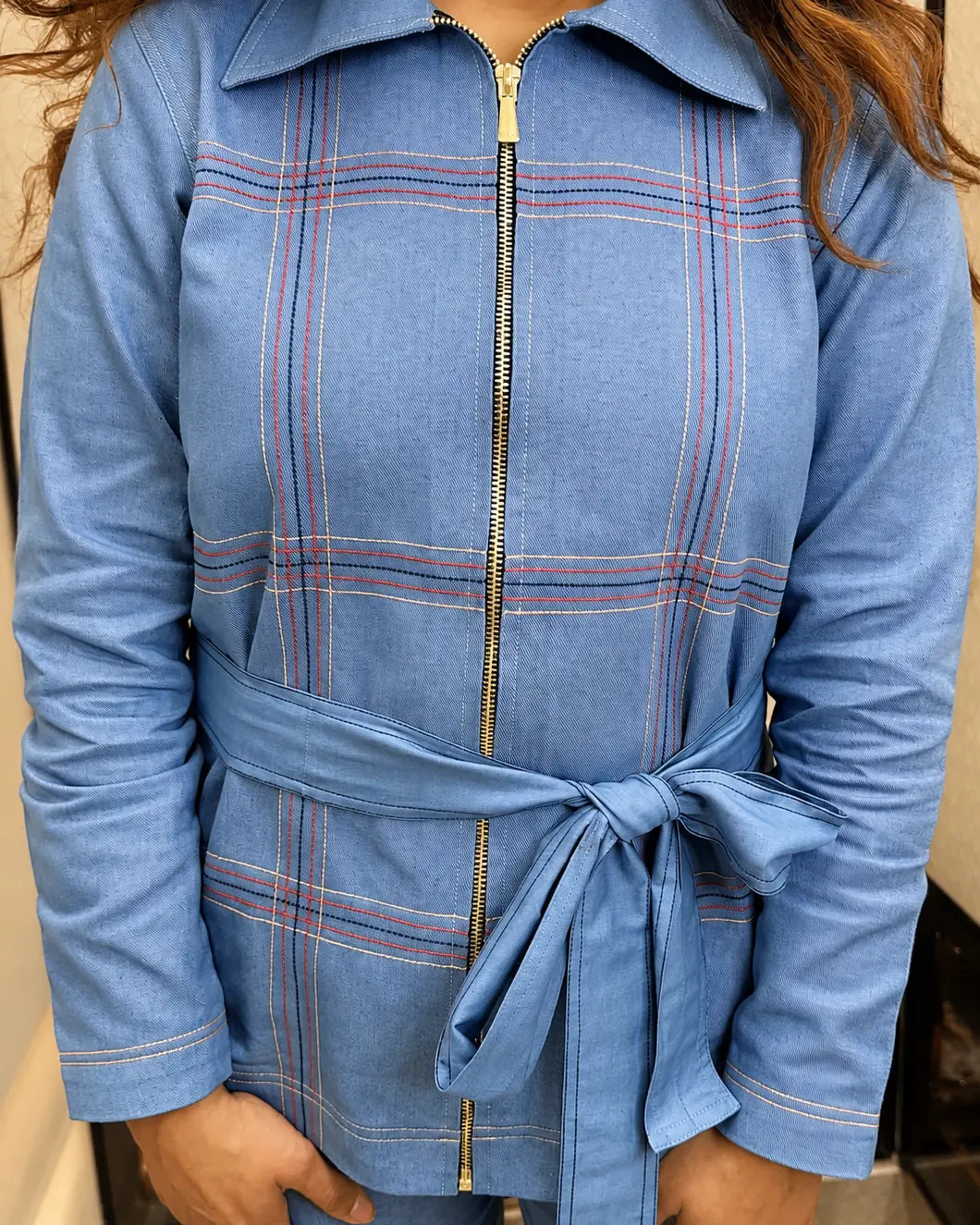 Denim Blue Checkered Cord