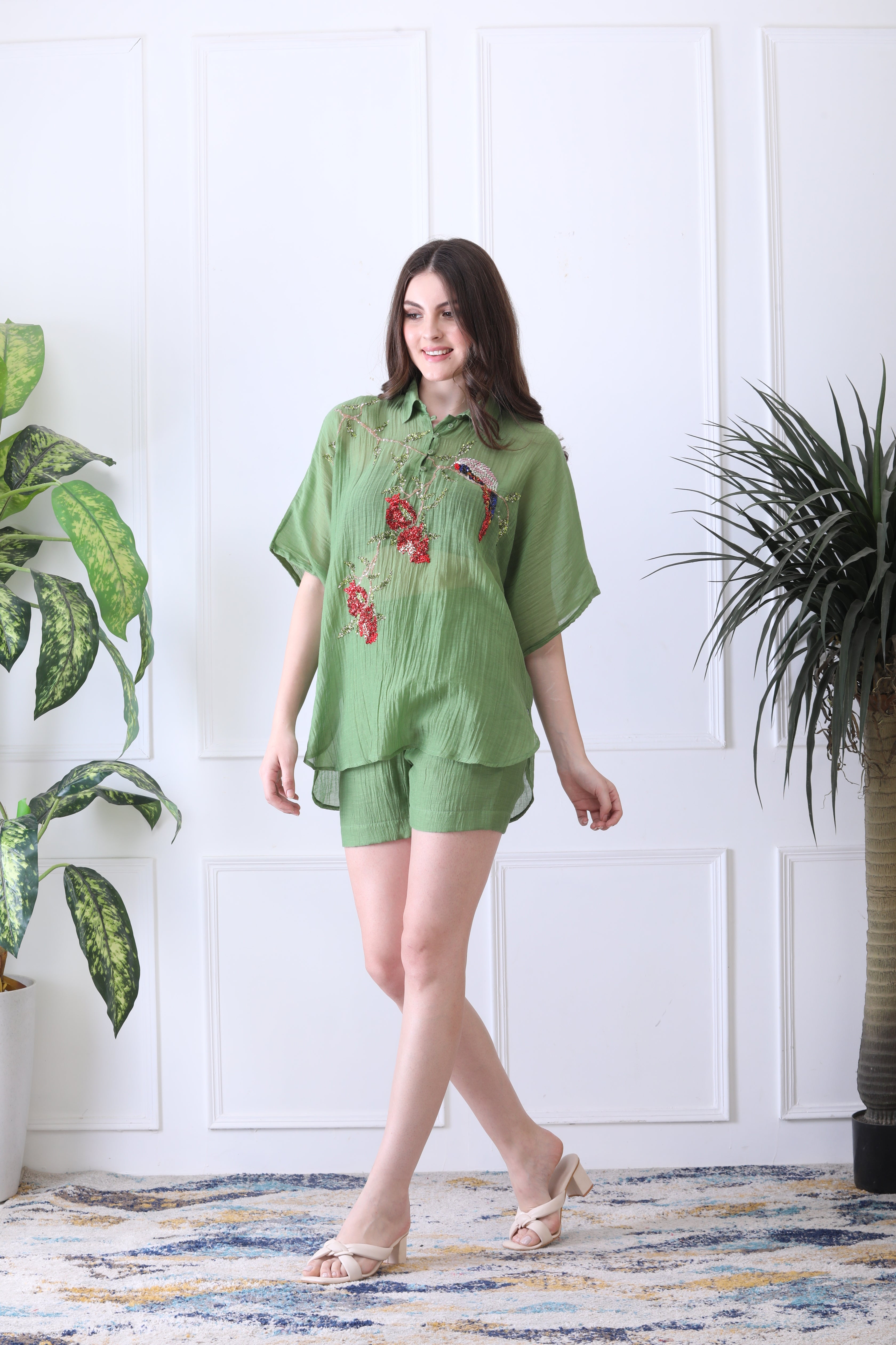 Otto Green Embroderied Cord Set