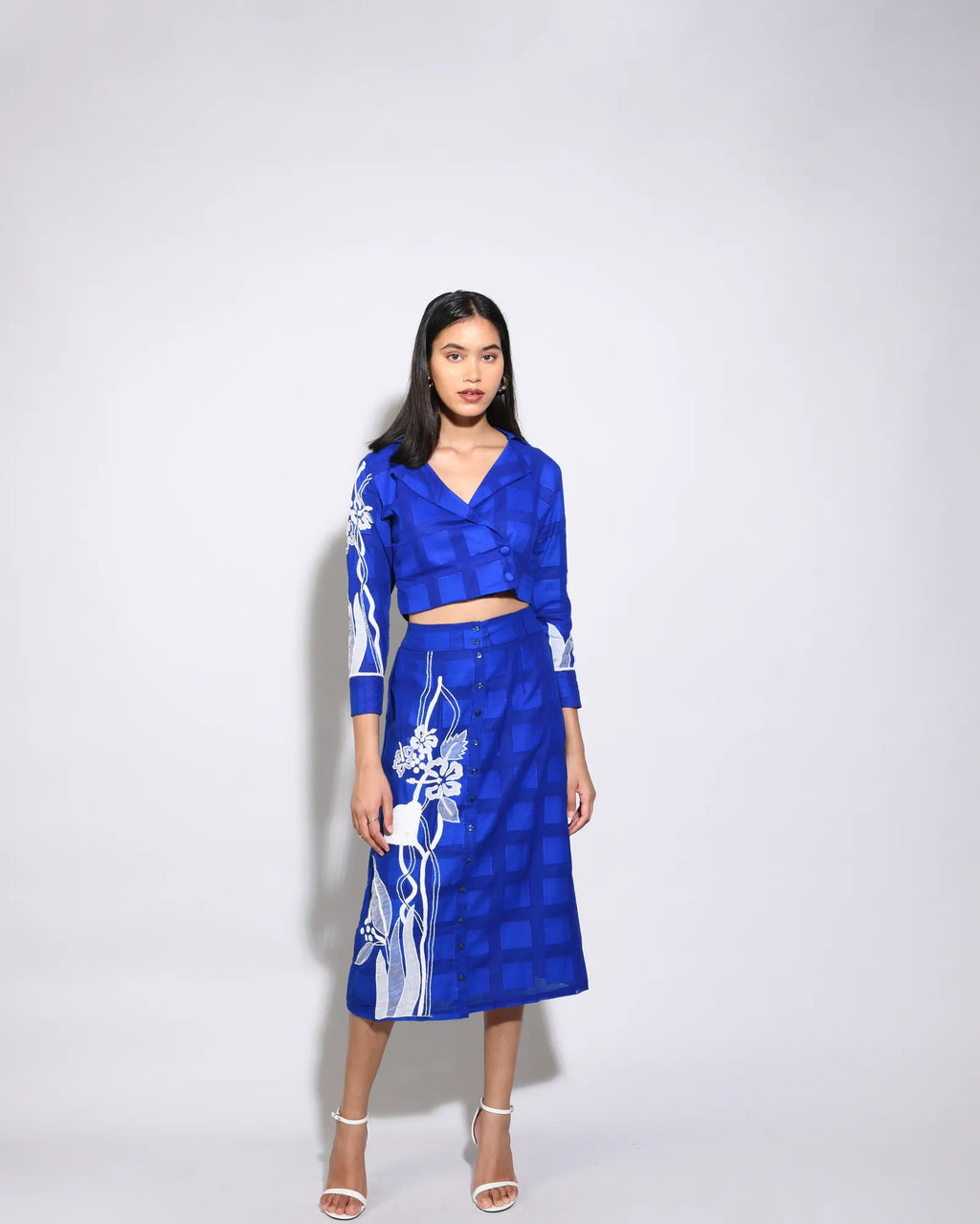 Electric Blue Embroidered Co-Ord Set