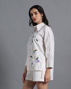 Pearl Cotton White Shirt Set