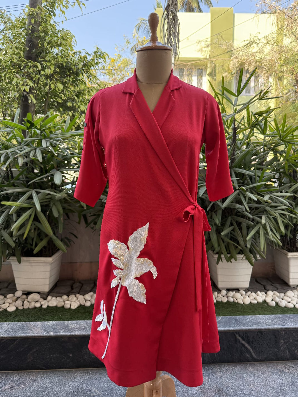 The Red Wrap Dress - Label Shall