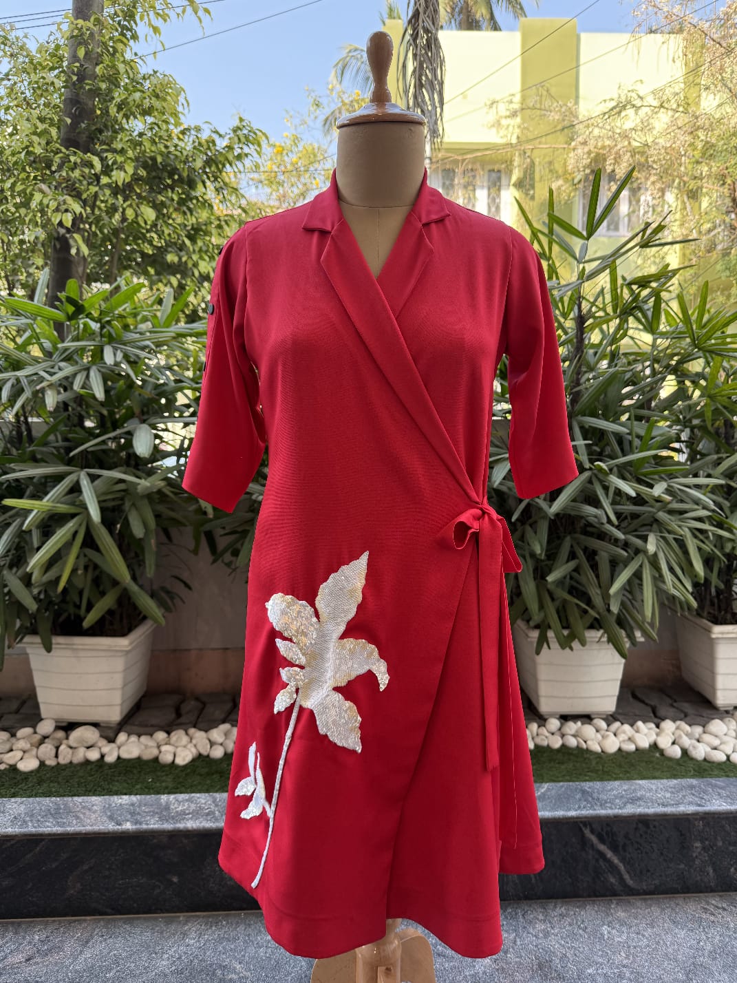 The Red Wrap Dress - Label Shall
