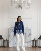 Aureal Blue French Lace Cotton Shirt