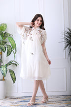Peter White Embroidered Chanderi Midi Dress