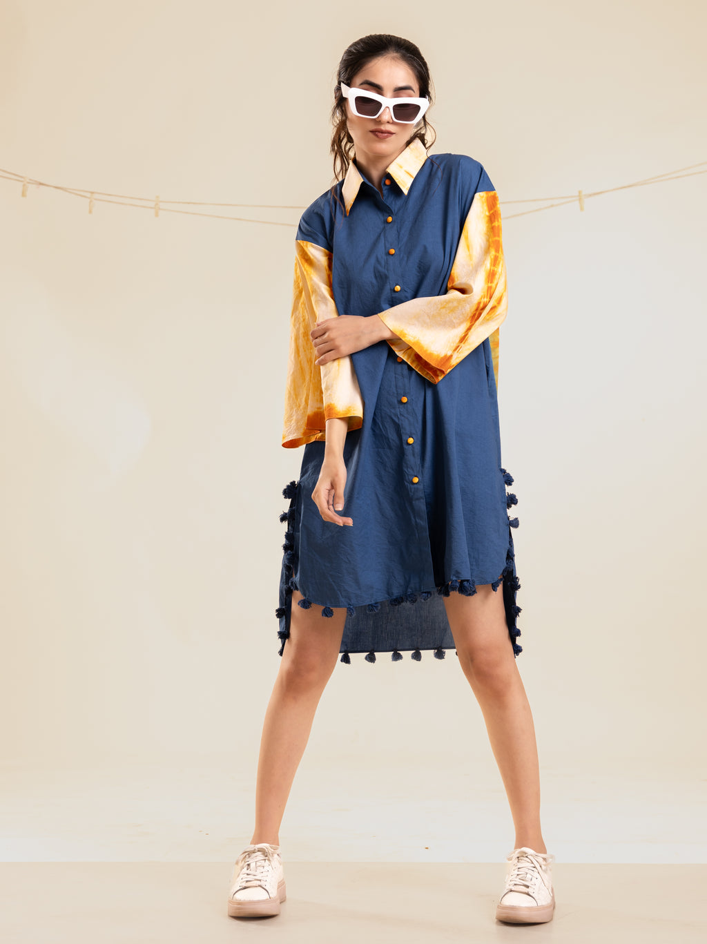 Cosmic Wheel Cotton Shirt Dress - Kasshish