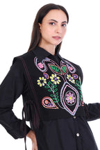 Elegant Cotton Black Dress