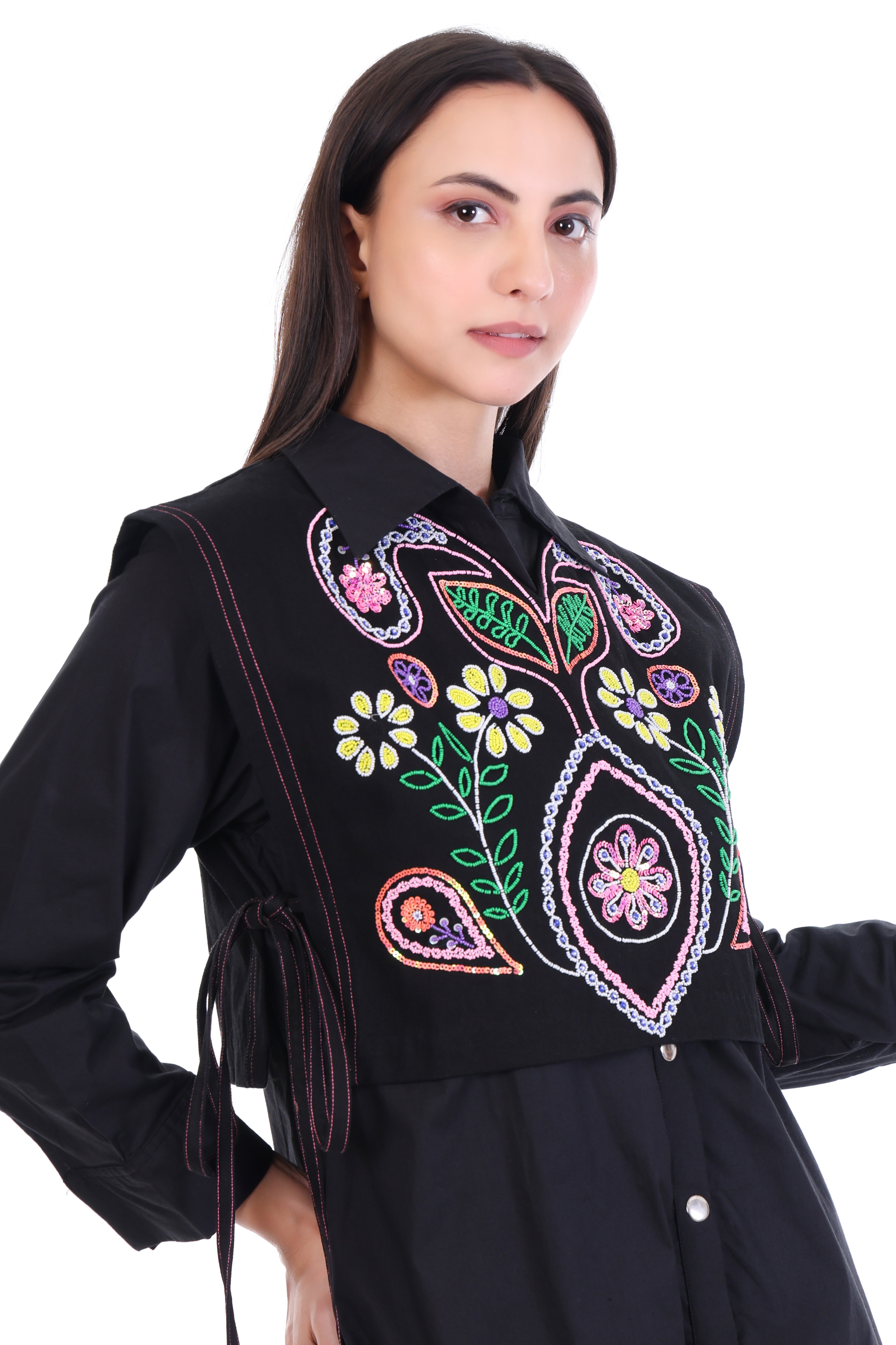 Elegant Cotton Black Dress