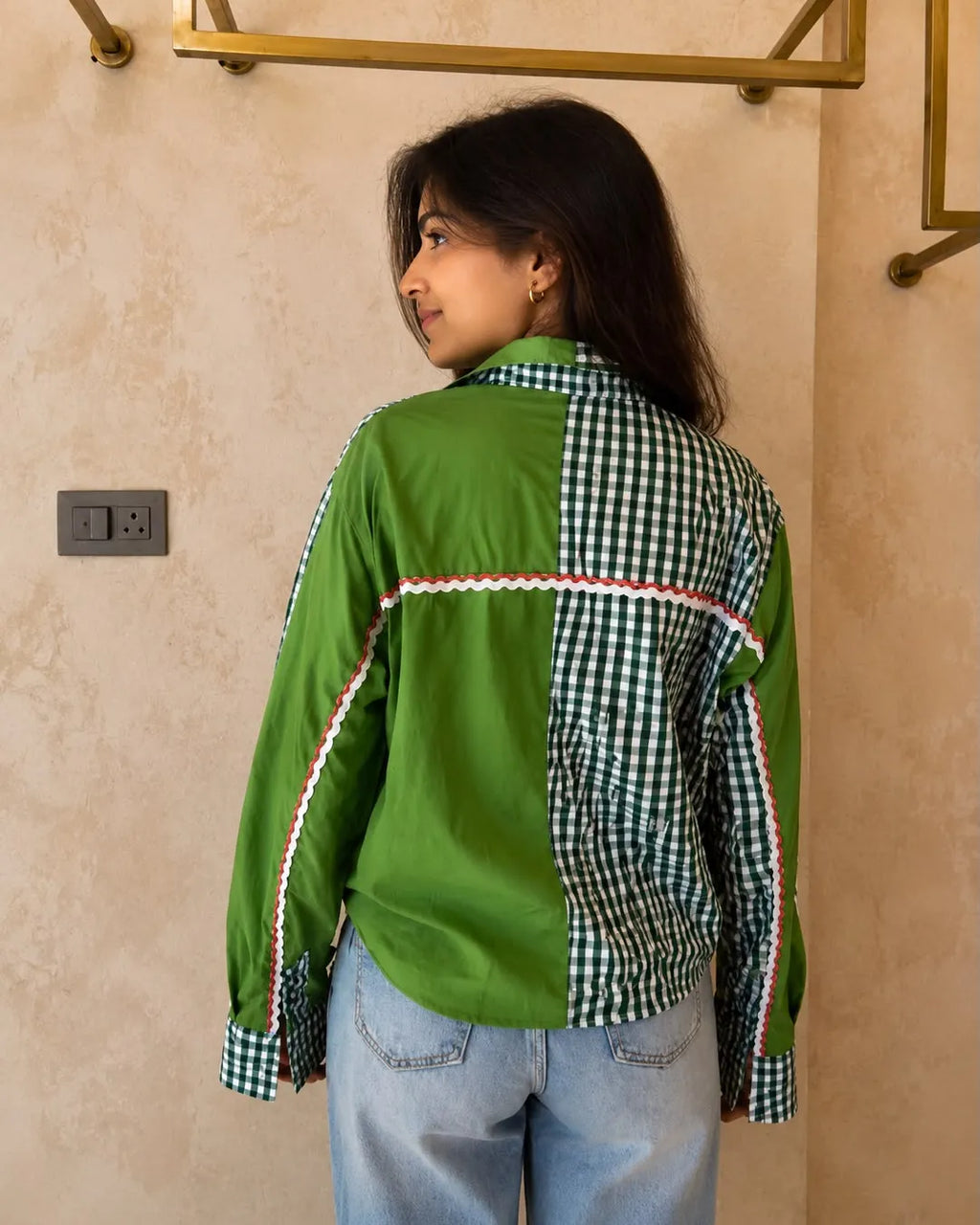 Colorblock Gingham Shirt - Shweta Chugh