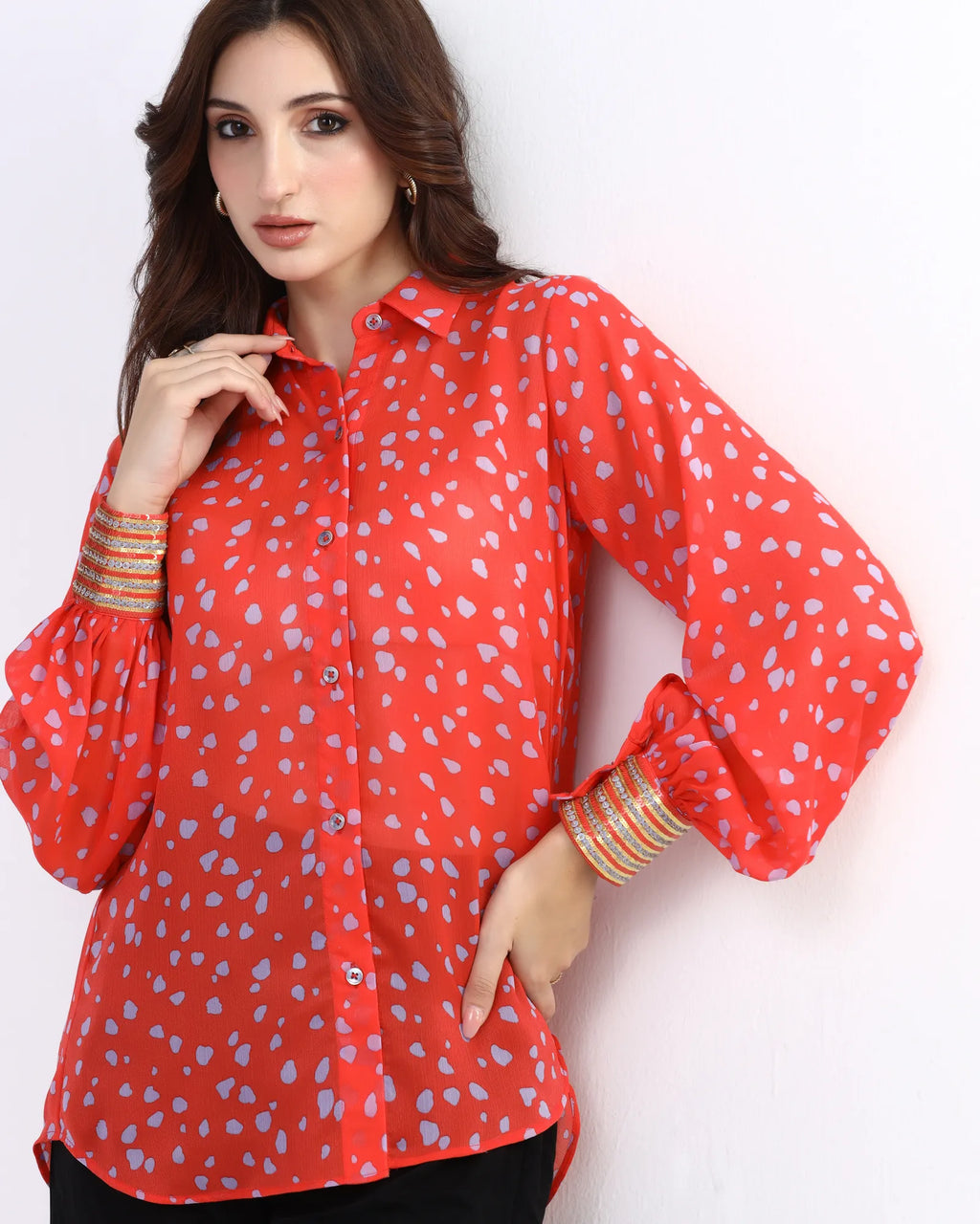 Scarlet Dusk Printed Shirt - Idhaya