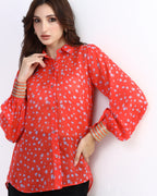 Scarlet Dusk Printed Shirt - Idhaya