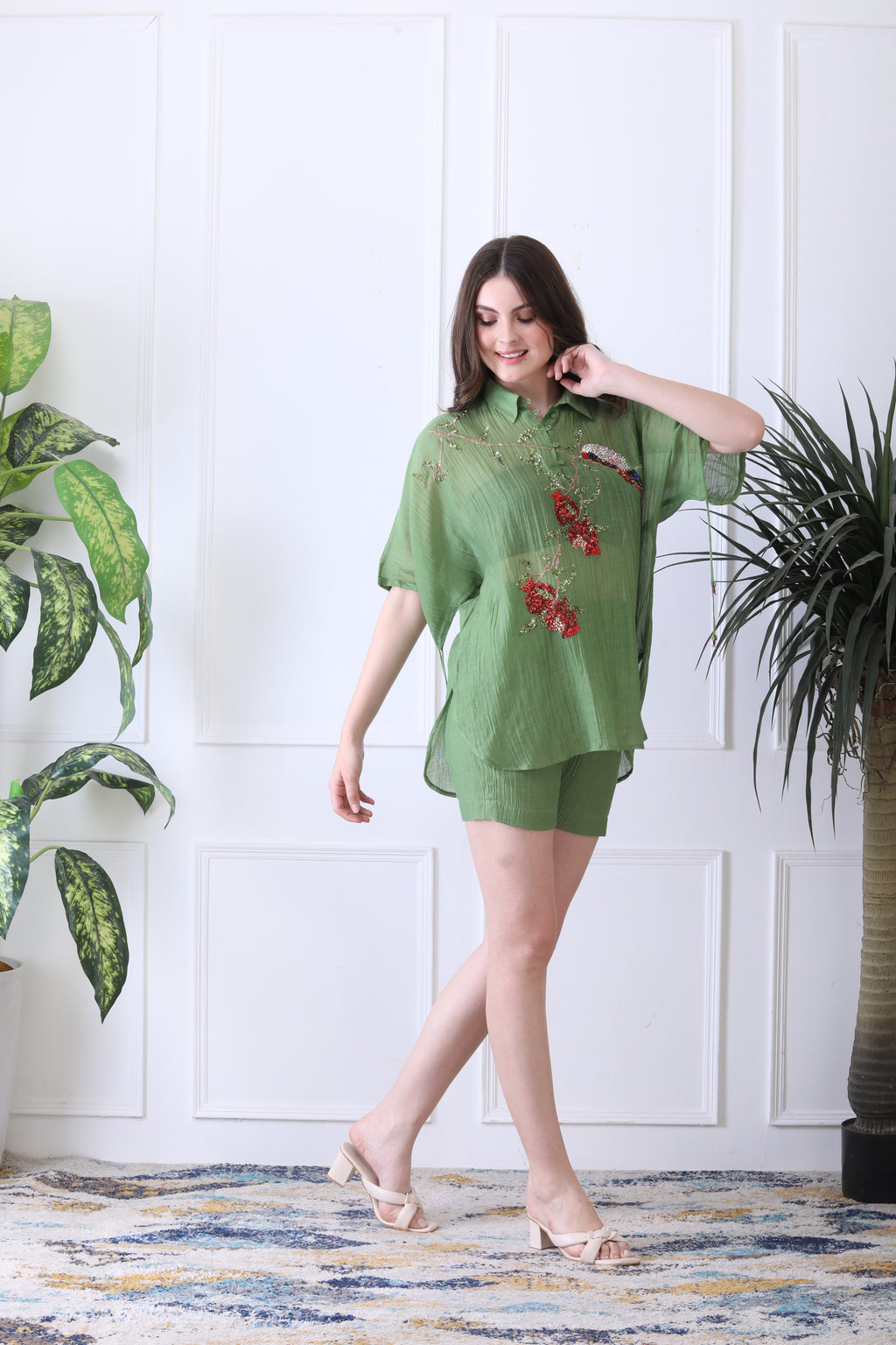 Otto Green Embroderied Cord Set