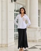 Pocketed Aura Classic White French Lace Cotton Shirt