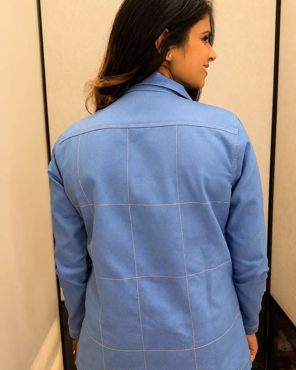 Denim Blue Checkered Cord