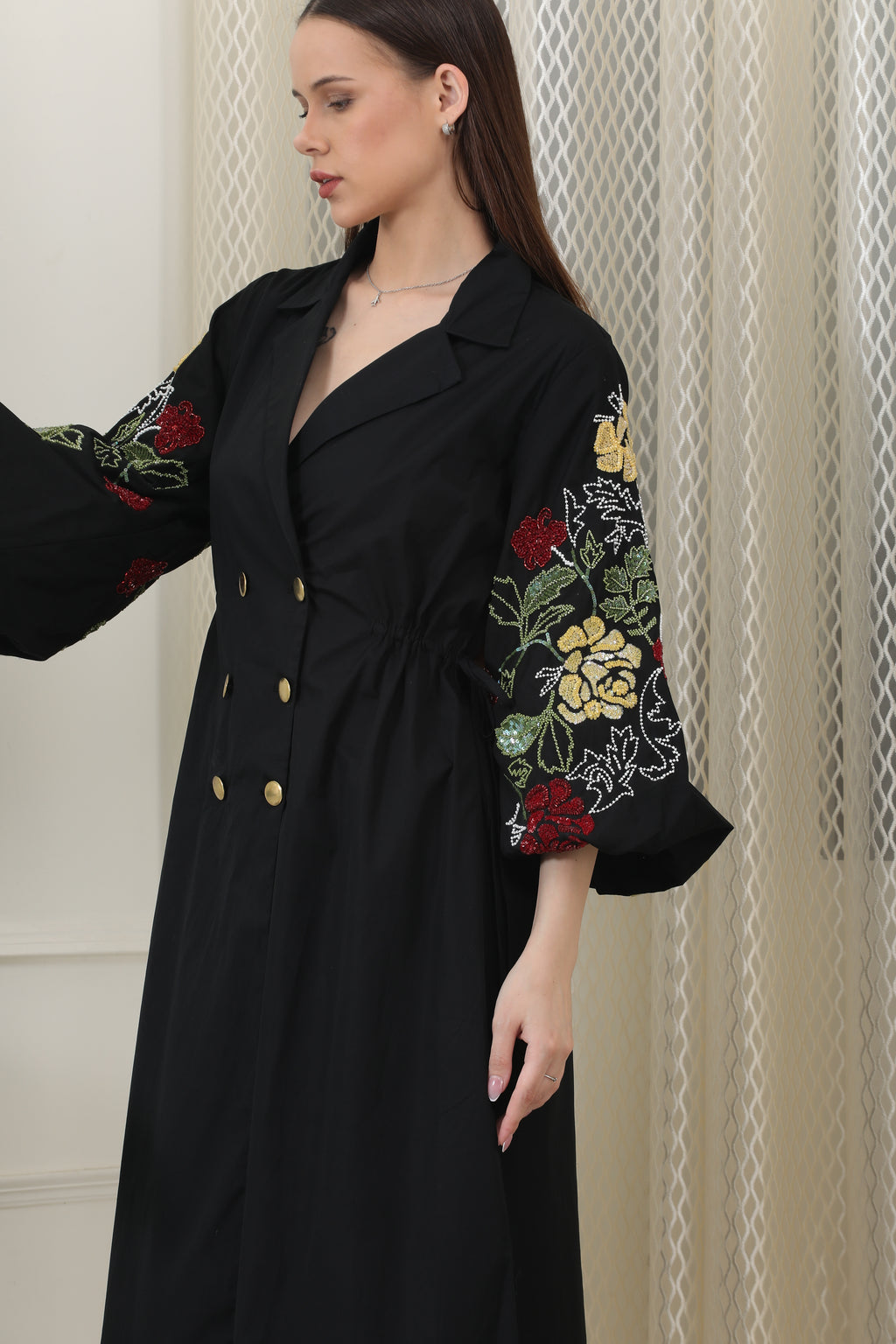 Iris Black Poplin Dress
