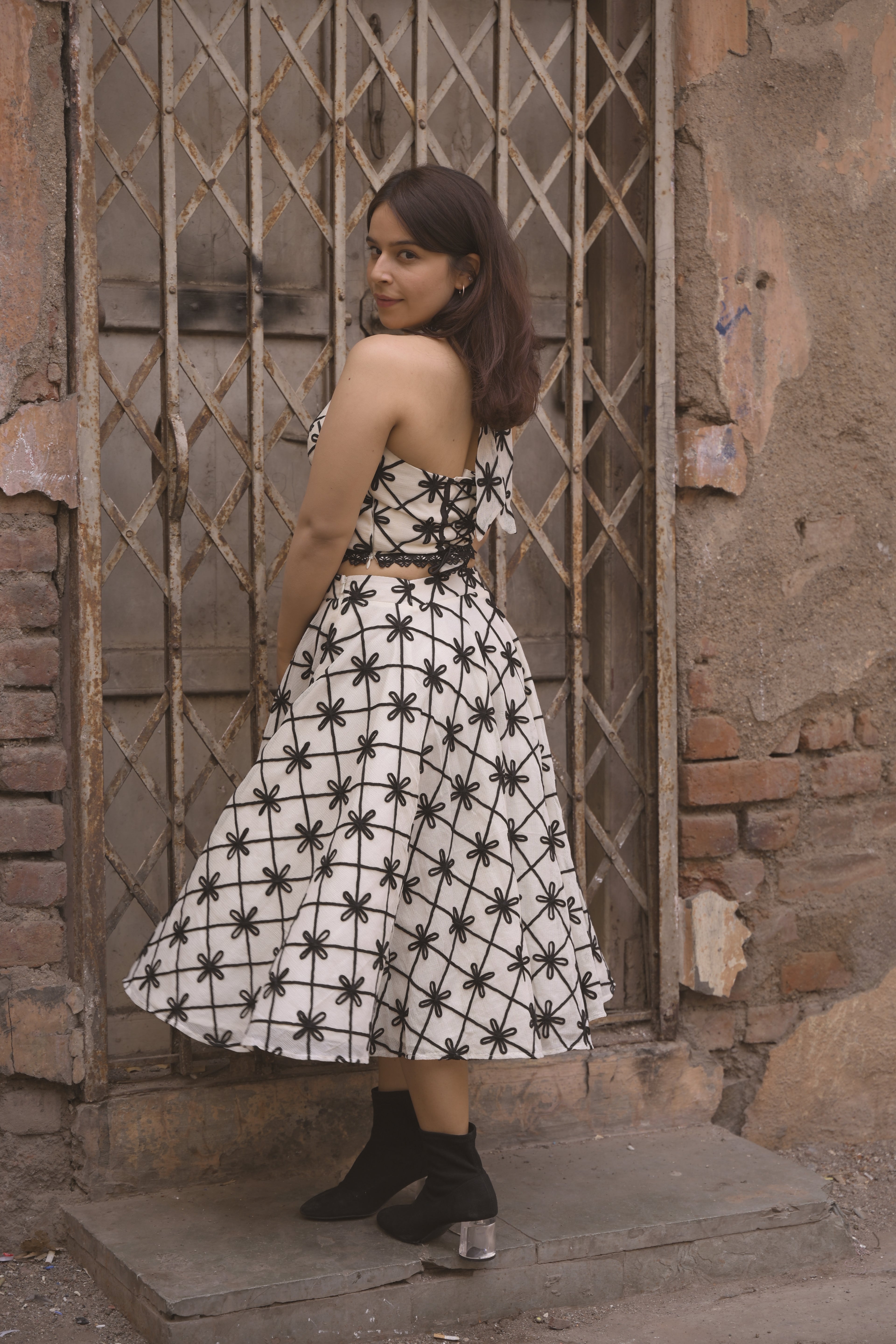 Black Cross Long Skirt