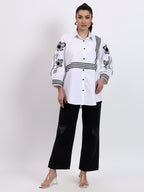 White Ric Rac Embroidered Shirt