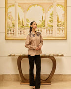 Love-Worn Gold Fondant French Lace Habotai Silk Shirt