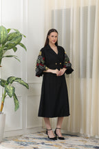 Iris Black Poplin Dress