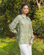 Gardenia Floral bloom printed Cotton Silk shirt