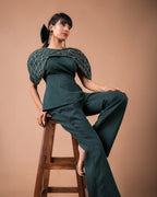 The Green Gold Cape Co-Ord Set