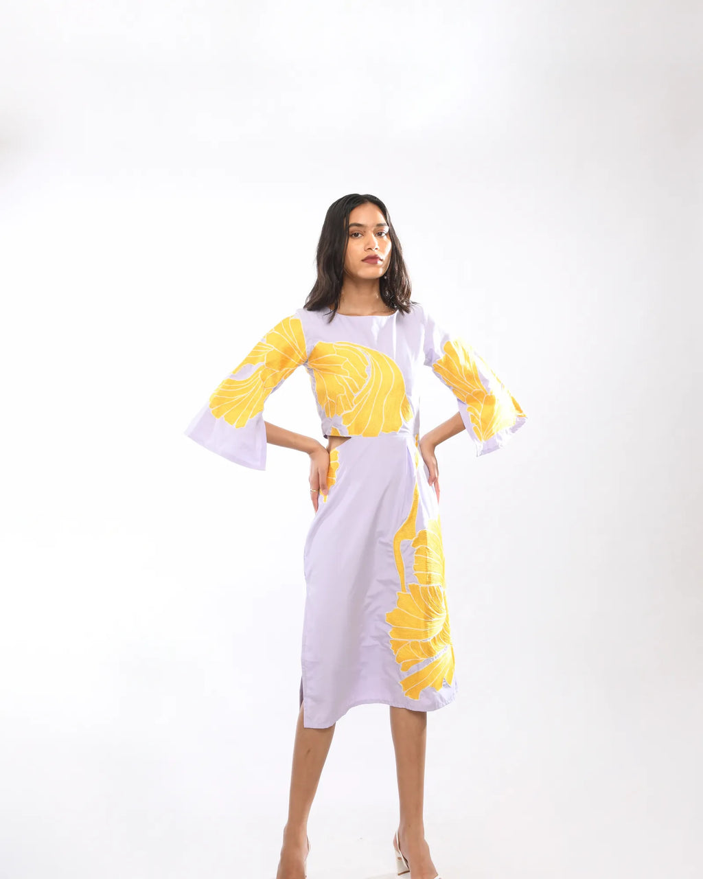 Lilac Pansy Embroidered Dress