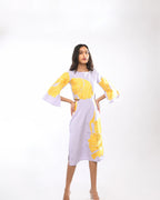 Lilac Pansy Embroidered Dress