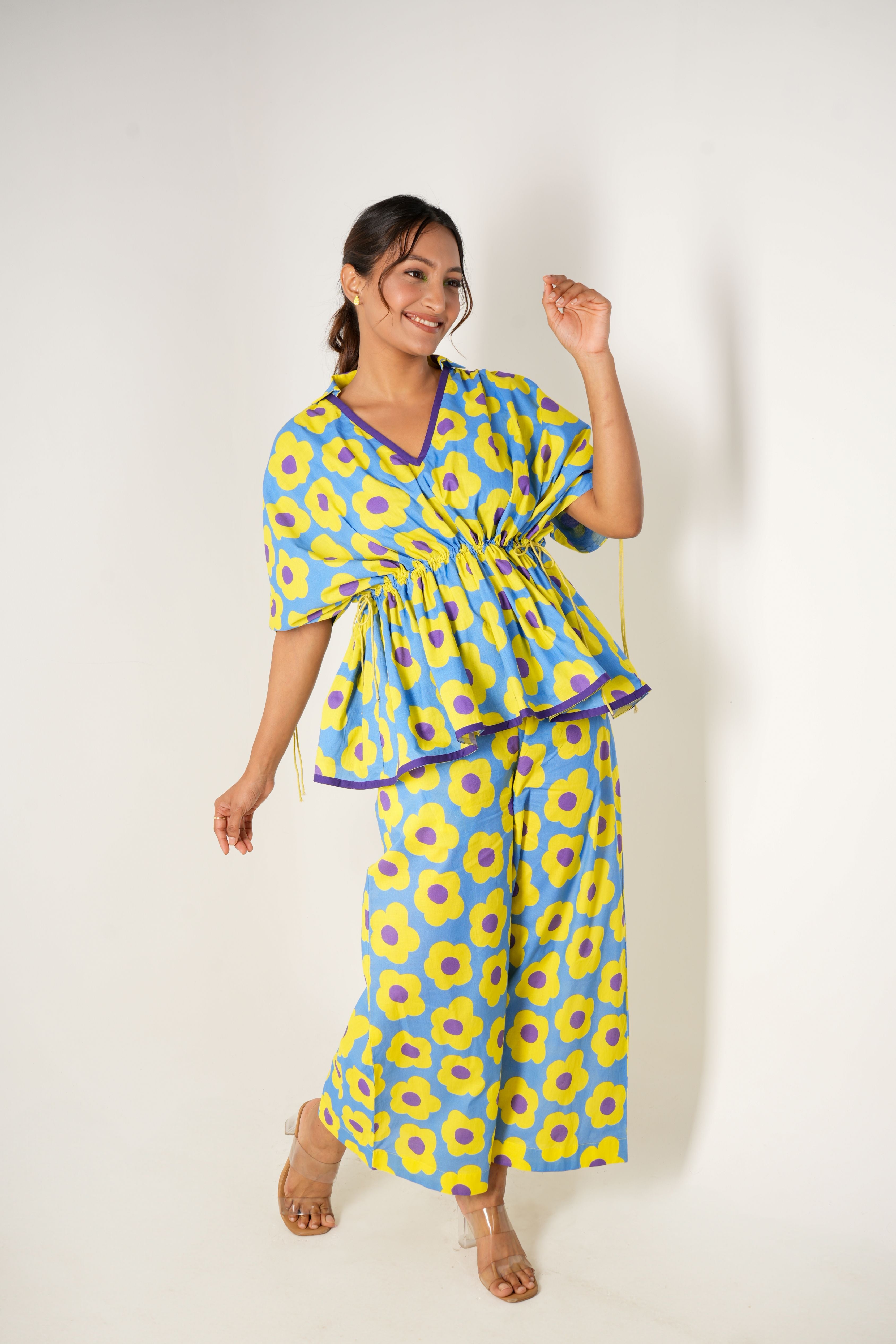 Mystic Bloom Kimono Top with Pants - Kasshish